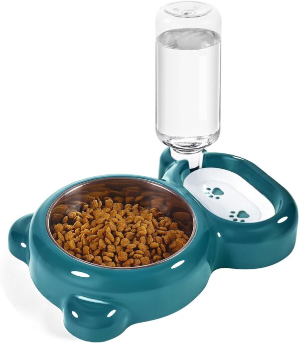 61Sae9CWU5L._AC_SL1500 Dog Bowls, Cat Food and Water Bowl Set with Water Dispenser and Stainless Steel Bowl for Cats and Small Dogs – Pink