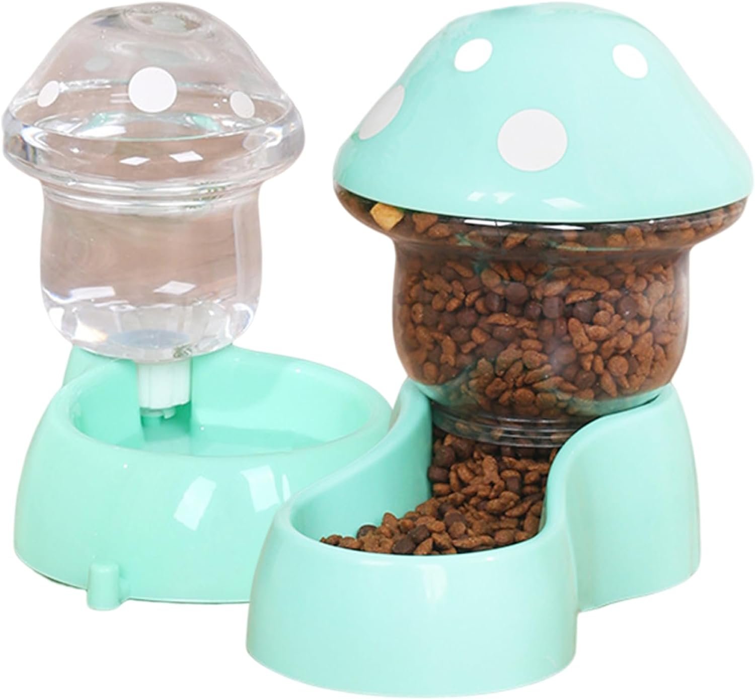 Automatic Feeders Automatic Pets Feeder Waterer Set 1800ml Cats Food Feeder and 500ml Dogs Water Dispenser with DIY Sticker for Small Medium Big Pets Green