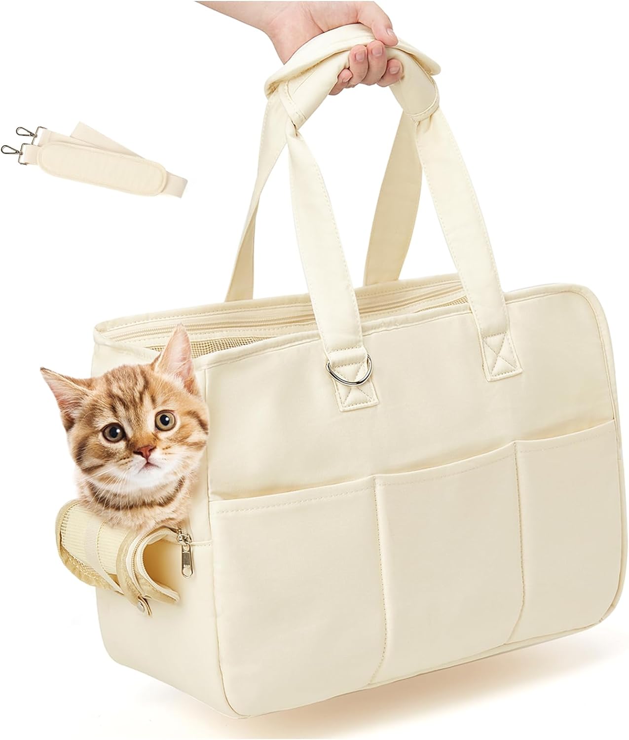 Dog Carrier Pet Bag Holds Up to 20lbs,Cotton Bag with Soft-Sided,Dog and Cat Carriers for Cats and Small Dogs,Carrier Airline Approved Pet Bag,Beige