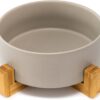 61VK_wJ3bvL._AC_SL1500 SPUNKYJUNKY Ceramic Dog and Cat Bowl with Wood Stand Non-Slip Matte Glaze Weighted Food Water Set for Cats &Small Dogs 13.5OZ
