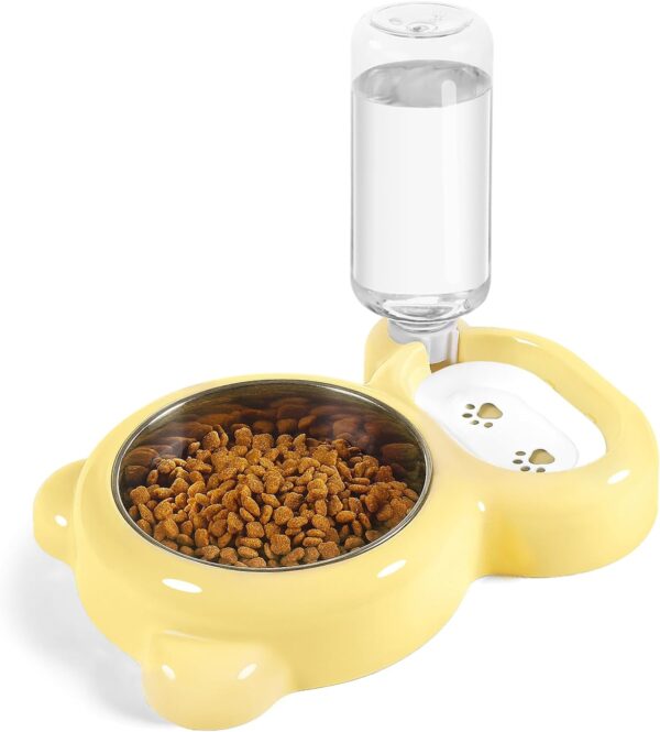 61WjyFFrssL._AC_SL1500 Dog Bowls, Cat Food and Water Bowl Set with Water Dispenser and Stainless Steel Bowl for Cats and Small Dogs – Pink