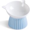 61YfRDACwSL._AC_SL1500 Ceramic Raised Cat Bowl,Tilted Raised Cat Bowl Anti Vomit Cat Bowls for Indoor Cats Whisker Friendly Pet Feeder for Cats Puppies, Microwave and Dishwasher Safe