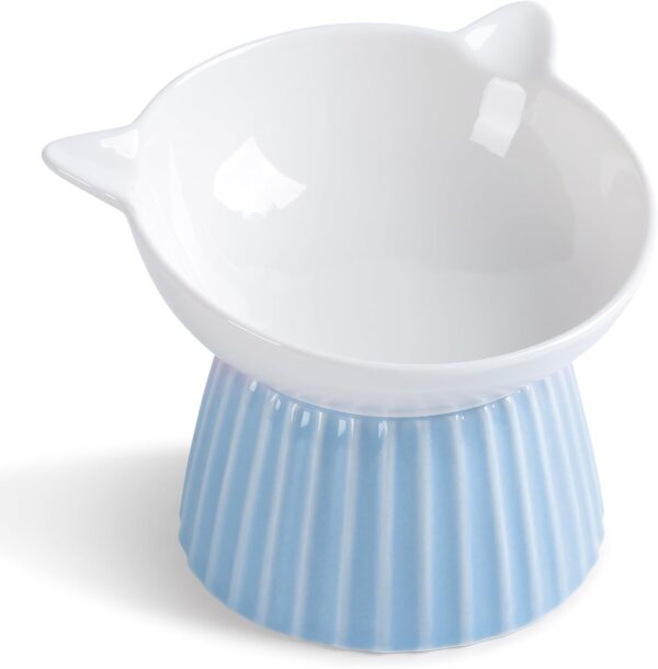 61YfRDACwSL._AC_SL1500 Ceramic Raised Cat Bowl,Tilted Raised Cat Bowl Anti Vomit Cat Bowls for Indoor Cats Whisker Friendly Pet Feeder for Cats Puppies, Microwave and Dishwasher Safe