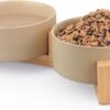 61Z18DEGuFL._AC_SL1500 Ptlom Ceramic Pet Bowls for Dog and Cat, No Spill Dog Food and Water Bowl Set with Anti-Slip Wooden Stand, Riased Puppy Feeding Dishes Suitable for Small, Medium and Large Cats Dogs, Green 28 OZ