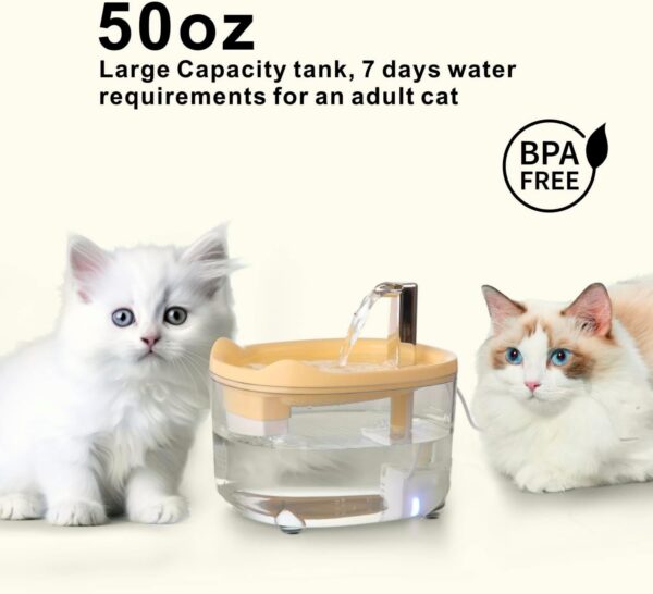 Cat Water Fountain, Premium 50oz Pet Fountain for Cats Dogs Kitten, Automatic Pet Water Dispenser with Silent Pump, Water Level Visibility