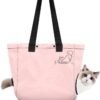 Carrying Bag for Cats Portable Pet Soft Side Tote Bag Foldable Travel Pet Shoulder Bag Adjustable Hole Pet Carrying Bag Sturdy Lightweight Wearable Solid Color Pet Shopping Bag