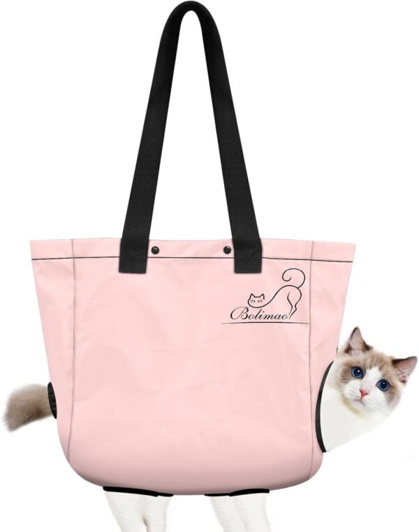 Carrying Bag for Cats Portable Pet Soft Side Tote Bag Foldable Travel Pet Shoulder Bag Adjustable Hole Pet Carrying Bag Sturdy Lightweight Wearable Solid Color Pet Shopping Bag