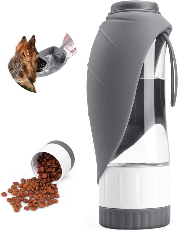 61b6k7w1W8L._AC_SL1500_74acca32-d5f0-4b8f-8f0a-0045ae909415 Upgraded Dog Water Bottle, Portable Dog Cat Puppy Pet Water Dispenser Feeder with Drinking Cup and Food Container Leak Proof for Outdoor Walking, Travel, Hiking 12OZ
