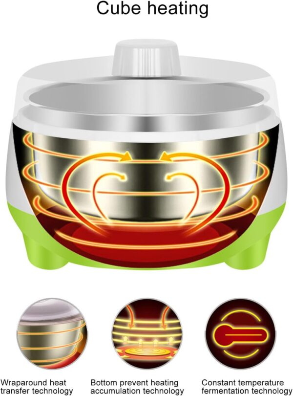 Yogurt Maker Machine, French and Greek Yogurt Maker, 15W Stainless Steel Yoghurt Maker for Home Organic Yogurt, Cheese Maker, Natto Maker, Gifts (US)