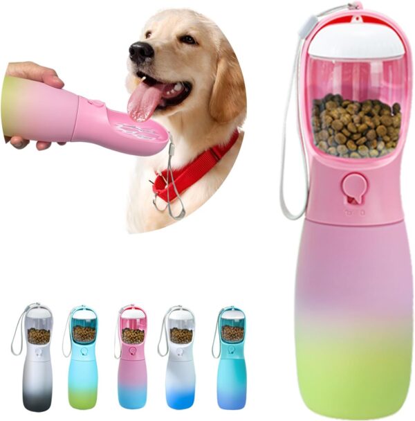 61f1gHUd6lL._AC_SL1500_796586fe-ae9d-4b3c-b47d-80ccaba089c5 Dog Water Bottle, 19Oz Large Capacity Portable Dog Water Bowl, Food Grade Drinking Feeder & Dish Bowl, Unique Puppy Essentials for Outdoor Walking Traveling, Dog Gifts (Pink&Blue)