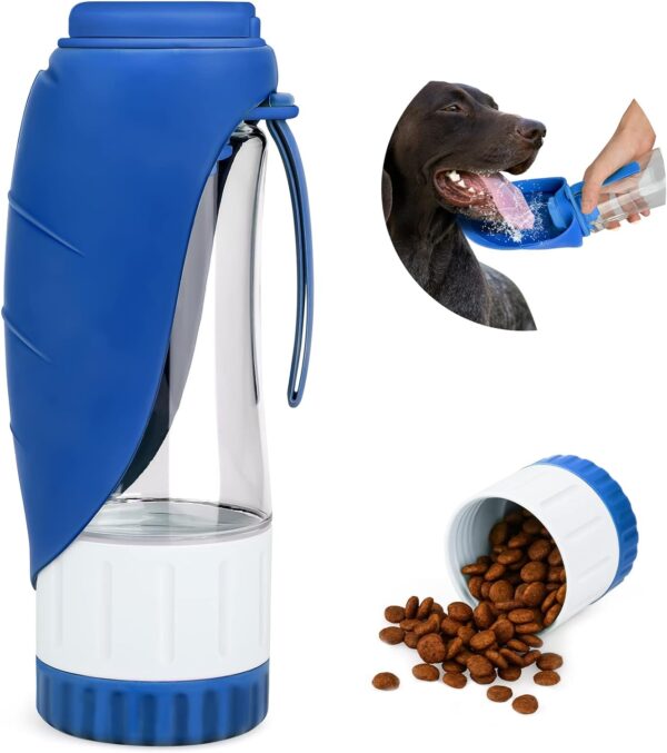 61gf1kMBD3L._AC_SL1500_3545c22a-737b-4613-938c-5491c2e1972f Upgraded Dog Water Bottle, Portable Dog Cat Puppy Pet Water Dispenser Feeder with Drinking Cup and Food Container Leak Proof for Outdoor Walking, Travel, Hiking 12OZ