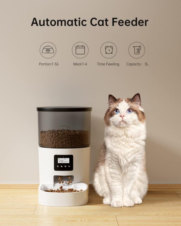 61h9FMgPhDL._AC_SL1500 Automatic Cat Feeders, 3L Timed Cat Dry Food Dispenser with Clog-Free Design, Auto Pet Feeder for Cats and Dogs, 1-4 Meals Per Day