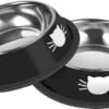 2Pcs Cat Bowls Non-Slip Stainless Steel Small Cat Food Bowls Unbreakable Thicken Cat Feeder 7 Oz Cat Dishes Suitable for Indoor Small Pets Removable Rubber Base Easily Clean Lovely Color