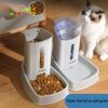 61itfLoLY6L._AC_SL1200 2PCS Cat Dog Feeder and Waterer Self-Dispensing Gray 3.8L Pets Automatic Feeder and Waterer Dispensing Set 12.8in x 7.87in x 12.2in Feeder and Water Bowl for Small Medium Pets