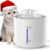 Cat Water Fountain, Pet Water Fountain for Cats Inside LED Water Storage & 2 Flow Modes, 67oz/2L Automatic Cat Water Dispenser for Dogs Small Drinking Indoors Filters Smart Pump Visual Window