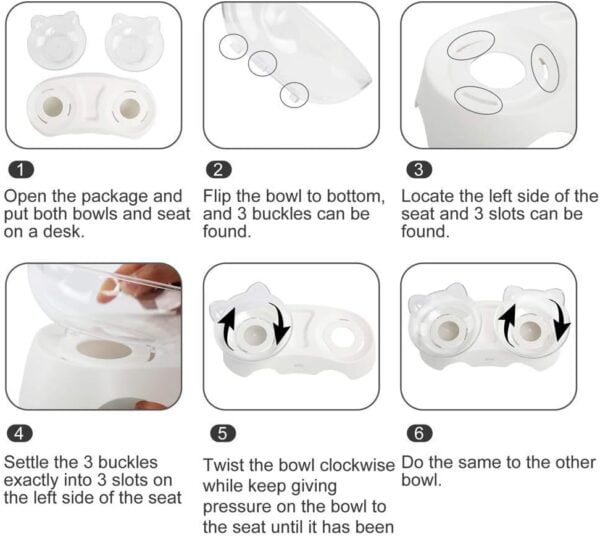 MILIFUN Cat Food Bowls Elevated Tilted, Anti Vomiting Orthopedic Kitty Bowls for Puppy and Bunny, Indoor Cats.