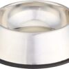 Amazon Basics Stainless Steel Non-Skid Pet Dog Water And Food Bowl, 2-Pack (10 x 2.8 Inches), Each Holds Up to 4 Cups