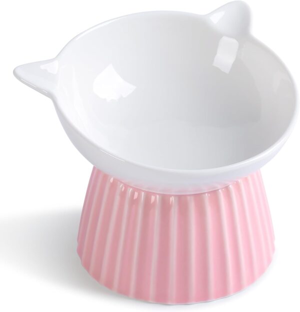 61mI-ipinLL._AC_SL1500 Ceramic Raised Cat Bowl,Tilted Raised Cat Bowl Anti Vomit Cat Bowls for Indoor Cats Whisker Friendly Pet Feeder for Cats Puppies, Microwave and Dishwasher Safe