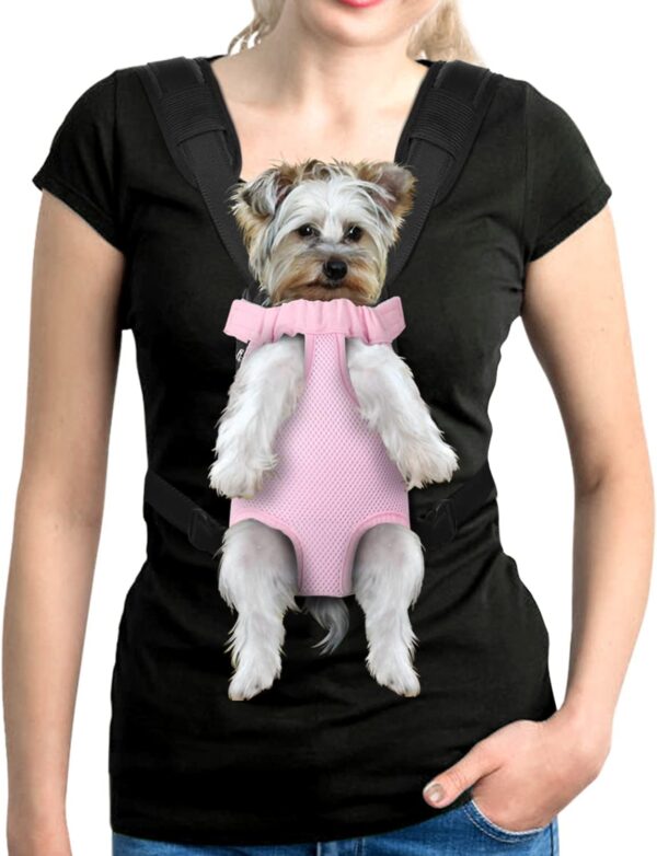 61vQSD-FbML._AC_SL1500 Pet Dog Carrier Backpack Adjustable Dog Front Carrier, Legs Out Easy-Fit Dog Travel Backpack Carrier for Hiking Camping for Small Medium Dogs Cats and Rabbits (Medium (Pack of 1), A-Black)