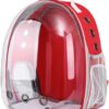 Pet Backpack Carrier with Harness Backpack with Bubble Clear Front for Cats, Small Dogs, Bunnies etc with Harness Included, Pet Carrier for Traveling, Walking, Hiking and Outdoor Activities