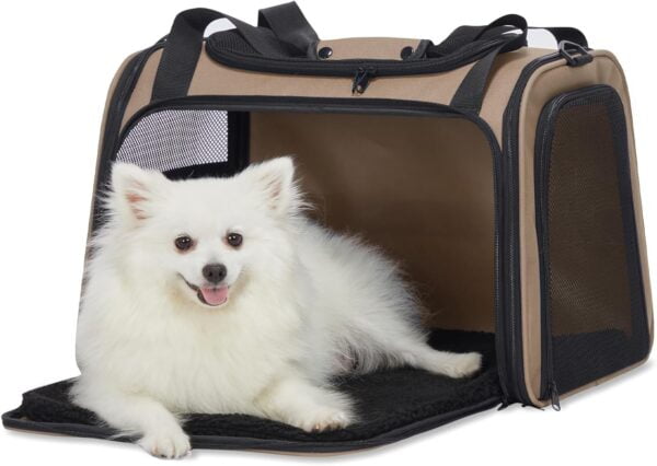 Cat Carrier, Pet Carrier Airline Approved, Cat Travel Carrier for Small and Medium Cats Under 12 Lbs, Soft Sided Kitten Carrier with Cozy Extendable Mat, Cat Carrier Bag, Pink