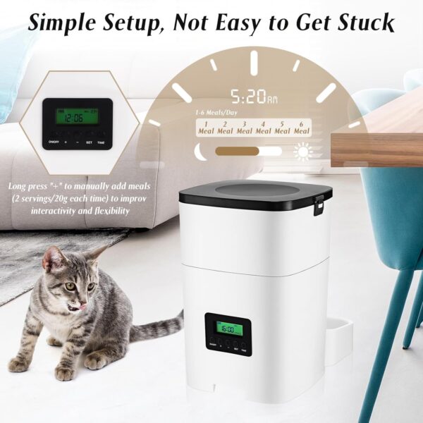 Hushee 2 Pcs Automatic Cat Feeder Timed Dog Food Dispenser 3l Dry Food Dispenser with Dual Power Supply Pet Feeder Programmable Portion Size Control 4 Meals Per Day Auto Cat Feeder