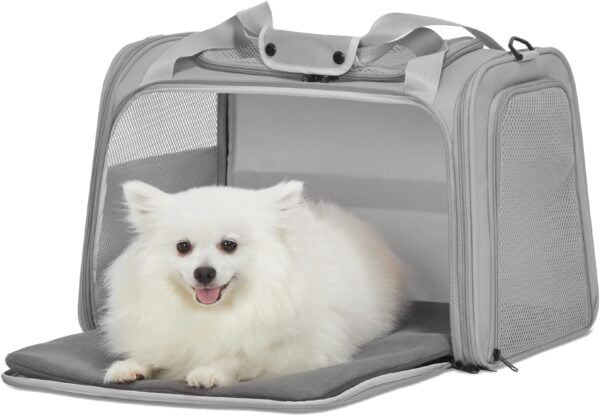 Cat Carrier, Pet Carrier Airline Approved, Cat Travel Carrier for Small and Medium Cats Under 12 Lbs, Soft Sided Kitten Carrier with Cozy Extendable Mat, Cat Carrier Bag, Pink