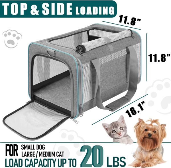 714i1LqWQ8L._AC_SL1500 Pet Carrier for Large Cats 20 lbs+ / Soft Sided Small Dog Travel Carrier Top Load/Collapsible Carrier Bag for Big Cat / 2 Kittens Sturdy Transport Carrier Long Trips/Medium Cats 15 pounds
