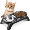 7153TarMVeL._AC_SL1500 Elevated Dog Bowls, 4 Height Adjustable Raised Dog Bowl Stand with 2 Thick 50oz Stainless Steel Dog Food Bowls Non-Slip Dog Feeder for Large Medium Dogs Adjusts to 3.7″, 9.2″, 10.75″, 12.36″ Black