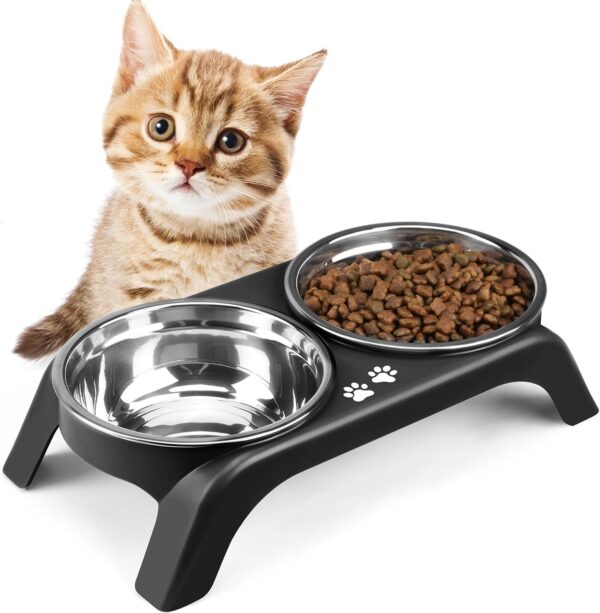 7153TarMVeL._AC_SL1500 Elevated Dog Bowls, 4 Height Adjustable Raised Dog Bowl Stand with 2 Thick 50oz Stainless Steel Dog Food Bowls Non-Slip Dog Feeder for Large Medium Dogs Adjusts to 3.7″, 9.2″, 10.75″, 12.36″ Black