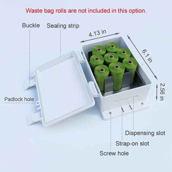 718AWpaa7uL._AC_SL1500 Dog Poop Bag Dispenser Wall Mount Waterproof Outdoor Dog Bag Dispenser | Printed With Cute Clean Up Dog Poop Signs | Stake, Pole, Fence Mounted | Fits Home, Porch, Lawn, Yard(only dispenser)