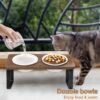 7194n_lOGWL._AC_SL1500 Ceramic Elevated Cat Bowls, Raised Puppy Dishes for Food and Water, Tilted Bamboo Stand for Anti Vomiting, Indoor 5.5 inch Wide Double Dish Orthopedic Anti-Vomiting (Brown)