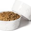 71AKJedZuwL._AC_SL1500 Ceramic Dog Bowl Set with Anti-Slip Rings – 5″ Round x 2″ Tall Set of 2 Ceramic Dog Bowls for Small Dogs – Small Dog Bowls – Dog Food and Water Bowl – White Dog Food Bowls – Dog Bowls Small Size Dog
