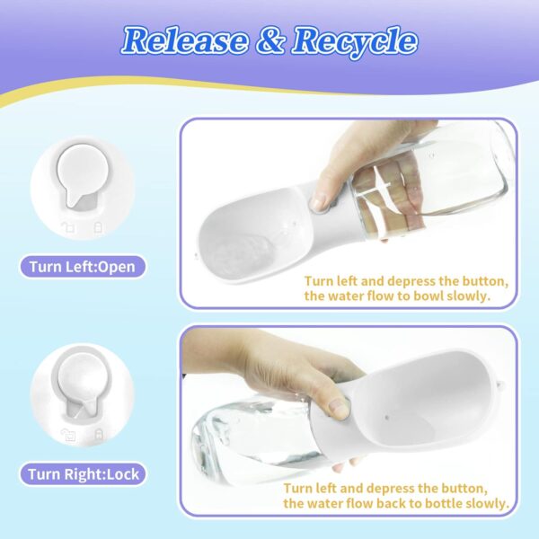 71AfwV49SJL._AC_SL1500_de0615b1-b3c2-487b-8bf3-f4064aa9e683 Dog Water Bottle with Food Container, Leak Proof Portable Dog Water Bowl, Drinking Feeder & Dish Bowl, Unique Dog Travel Accessories for Yorkie Chihuahua Walking, Hiking (19oz White)