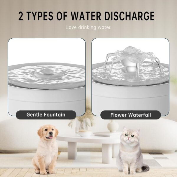 Cat Water Fountain, Pet Water Fountain for Cats Inside LED Water Storage & 2 Flow Modes, 67oz/2L Automatic Cat Water Dispenser for Dogs Small Drinking Indoors Filters Smart Pump Visual Window