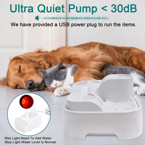 Cat Water Fountain,Pet Drinking Fountain for Multiple Pet,Ultra Silent Cat Water Bowl 2.8L/94oz,for Small Medium Cat Kitty,with LED Light,7Pcs Activated Carbon Filter