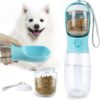 71D632izypL._AC_SL1500_c605adc7-7088-43b7-af1d-756c2144e922 Dog Water Bottle with Food Container, Leak Proof Portable Dog Water Bowl, Drinking Feeder & Dish Bowl, Unique Dog Travel Accessories for Yorkie Chihuahua Walking, Hiking (19oz White)