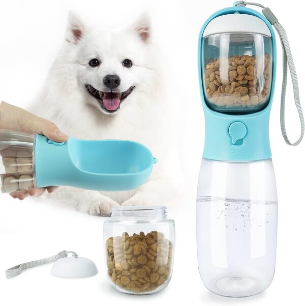 71D632izypL._AC_SL1500_c605adc7-7088-43b7-af1d-756c2144e922 Dog Water Bottle with Food Container, Leak Proof Portable Dog Water Bowl, Drinking Feeder & Dish Bowl, Unique Dog Travel Accessories for Yorkie Chihuahua Walking, Hiking (19oz White)