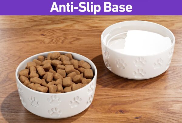 71Dg7QJhGlL._AC_SL1500 Ceramic Dog Bowl Set with Anti-Slip Rings – 5″ Round x 2″ Tall Set of 2 Ceramic Dog Bowls for Small Dogs – Small Dog Bowls – Dog Food and Water Bowl – White Dog Food Bowls – Dog Bowls Small Size Dog