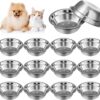 71EdJfk6m7L._AC_SL1500 Nuanchu 15 Pcs Pets Bowl Bulk Stainless Steel Dog and Cat Bowls Metal Small Puppy Raised Food and Water Dish for Cage(15 oz)