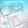 71GIiBvfCVL._AC_SL1500 Elevated Cat Bowls, 15° Tilted Glass Raised Cat Food Bowl with Stainless Steel Stand, 2 Large Capacity Glass Cat Bowls and 4 Anti Slip Feet, Suitable for Cats and Little Dogs