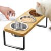 Elevated Cat Bowls with 3 Stainless Steel Bowls | 10° Tilted Anti-Vomiting Raised Cat Food Bowls for Small Cats and Puppies Pet Bowls with Stand