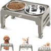 71ILY2ixa5L._AC_SL1500 Elevated Dog Bowls, 4 Height Adjustable Raised Dog Bowl Stand with 2 Thick 50oz Stainless Steel Dog Food Bowls Non-Slip Dog Feeder for Large Medium Dogs Adjusts to 3.7″, 9.2″, 10.75″, 12.36″ Black