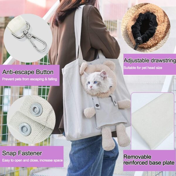 71J3l1WawIL._AC_SL1500 Cat Carrier Bag Canvas Shoulder Bag for Small Pets, Cute Bear-Shaped Small Dog Carrier Sling,Portable Puppy Carrying Bag, Soft Pouch Tote Bag for Rabbit Kitten Small Animal Supplies
