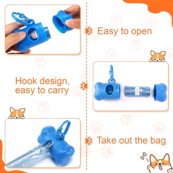 20 Pack Bone Shaped Poop Waste Bag Dispenser Dog Poop Waste Bag Holder Container with Clip Design Leakproof Dog Pet Waste Disposal Bags Doggy Cats Waste Bags for Outdoor Pet Supplies, 5 Colors