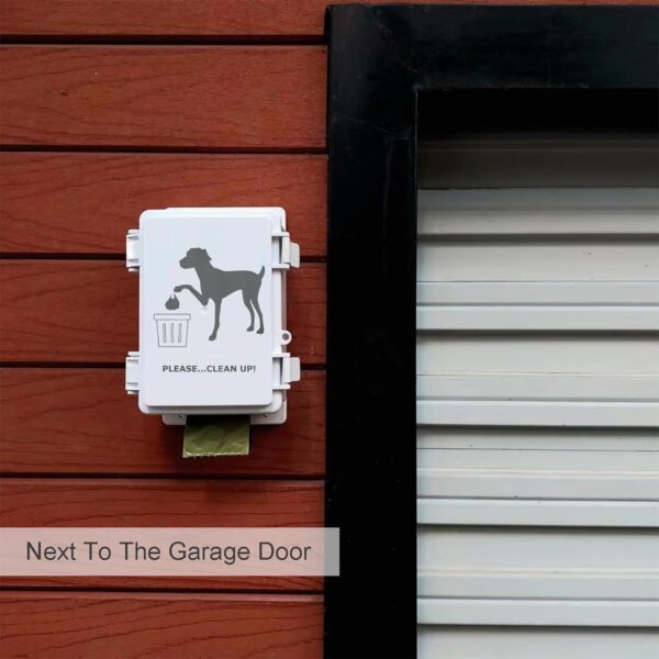 71NMkK1_1BL._AC_SL1500 Dog Poop Bag Dispenser Wall Mount Waterproof Outdoor Dog Bag Dispenser | Printed With Cute Clean Up Dog Poop Signs | Stake, Pole, Fence Mounted | Fits Home, Porch, Lawn, Yard(only dispenser)