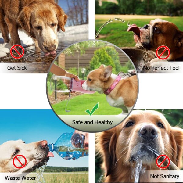 Pret & Lively Pet Water Bottle, 19 Oz Leak Proof, Reusable Water Flow Back, Drinking Cup for Travel, Hiking, Walking, Jogging, Service Dog Vest, BPA Grade Plastic, Dogs, Cats, Rabbits (19oz Pink)