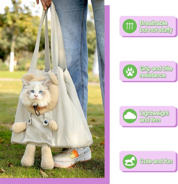 71OWiqkJrEL._AC_SL1500 Cat Carrier Bag Canvas Shoulder Bag for Small Pets, Cute Bear-Shaped Small Dog Carrier Sling,Portable Puppy Carrying Bag, Soft Pouch Tote Bag for Rabbit Kitten Small Animal Supplies