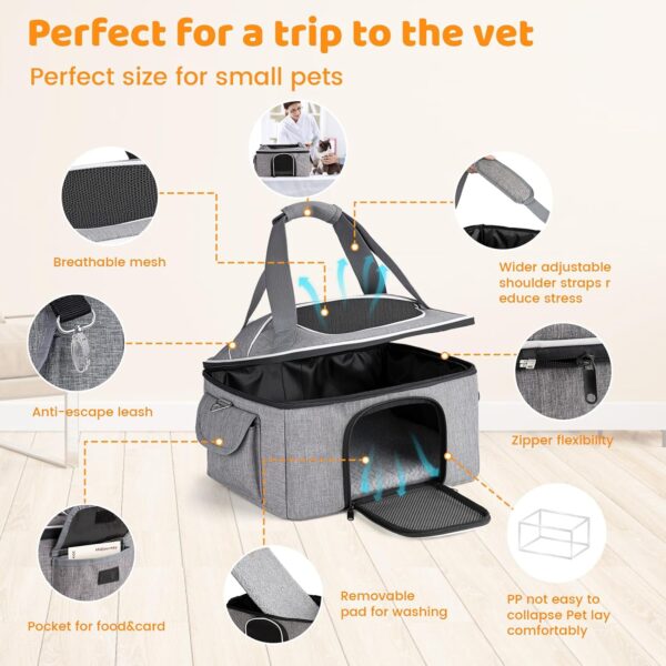 Cat Carrier Soft for 2 Kitten Cats 16x12x11 inches Small Pet Dog Carrier Pet Carrier Airline Approved, Foldable Traval Cat Carrying Bag Under 20lbs