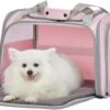 Cat Carrier, Pet Carrier Airline Approved, Cat Travel Carrier for Small and Medium Cats Under 12 Lbs, Soft Sided Kitten Carrier with Cozy Extendable Mat, Cat Carrier Bag, Pink